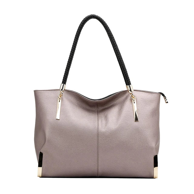 Premium Genuine Cowhide Leather Handbag for Women | Large Capacity Original Design Luxury Tote | Sophisticated European & American Style Shoulder Bag | Elegant Winter Holiday Christmas Gift (Model 9136096F) Luxegan