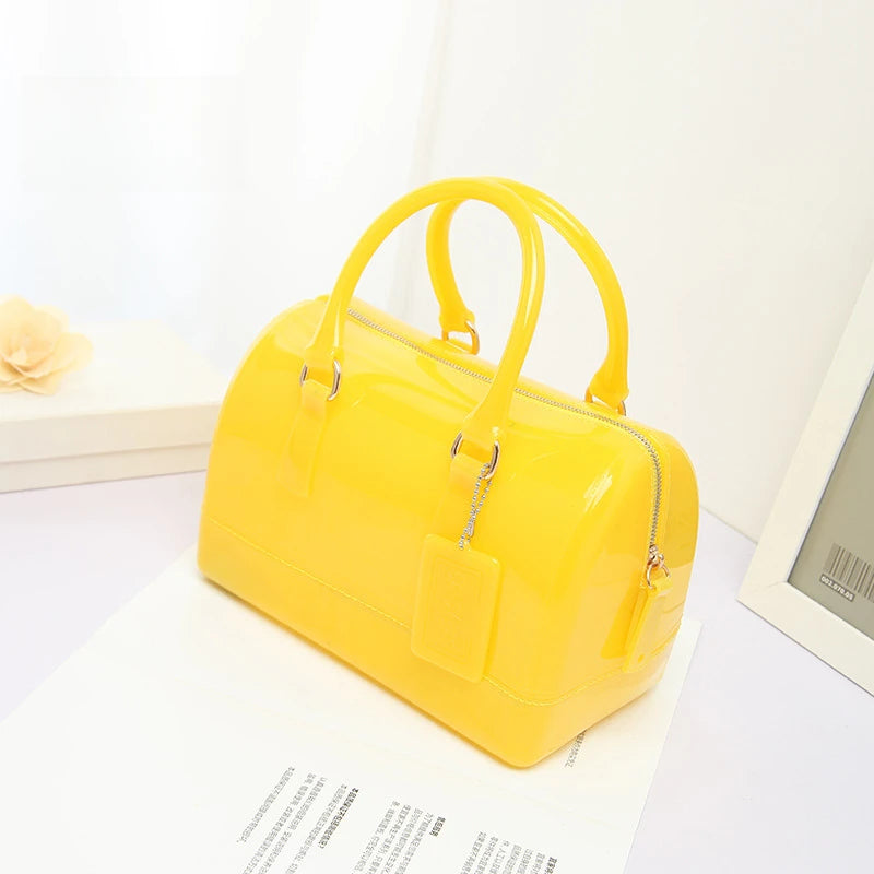 1pcs Jelly Crossbody Shoulder Bag | PVC Transparent Pillow Shape Handbag | Macaron Color Women's Casual Tote European Style Luxegan