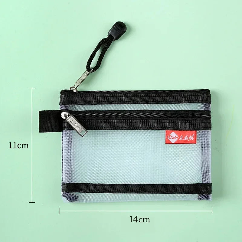 Bolsos cuadrados de nailon de doble capa con cremallera, monederos, carteras, tarjeteros para identificación bancaria y tarjetas de crédito, licencia B8, bolsas de almacenamiento con bolsillo