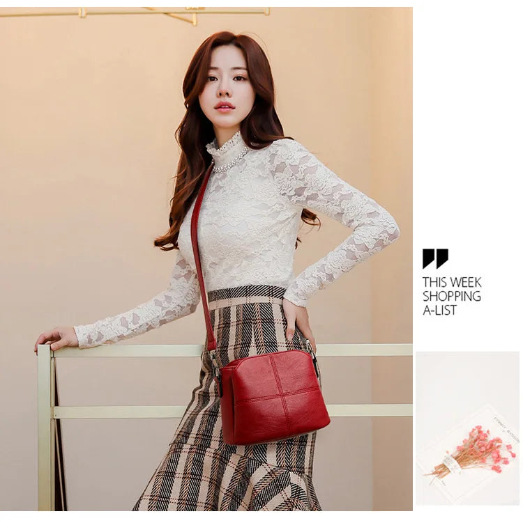 Retro Quality PU Leather Bucket Crossbody Bag Luxegan