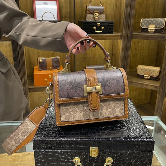 Vintage Carriage Small Square Bag | Sophisticated Fashionable Handheld Satchel | Elegant Geometric Crossbody Bag | "Dignified" High-Sense PVC Purse for Versatile Daily Styling Luxegn