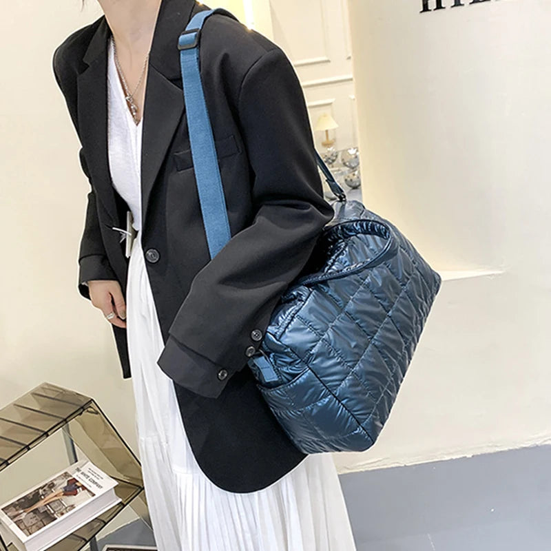 Luxury Space Padded Cotton Handbag | Big Capacity Shoulder Bag & Waterproof Nylon Bag (Travel Down Crossbody Bag Purse Bolsa) Luxegan