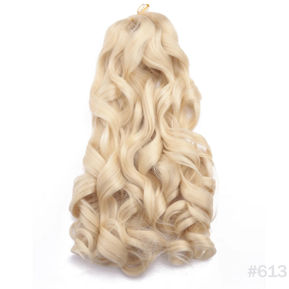 Synthetic Loose Wave Crochet Braiding Hair – Spiral Curls French Curls Pre-Stretched Ombre Braids 16"-26" | 6 Packs Luxegan