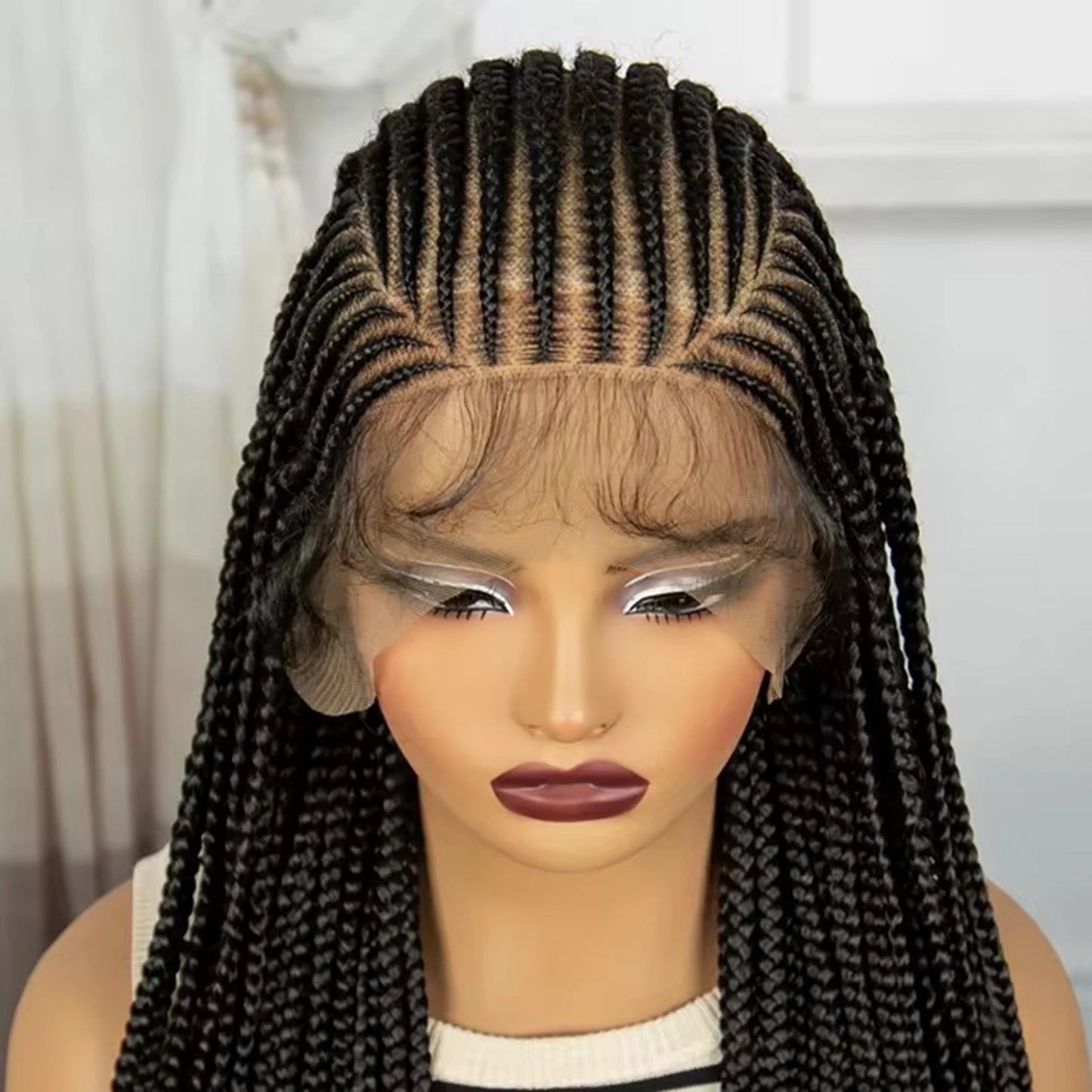 36" Straight Cornrow Knotless Braids Wig | Full Lace | Baby Hair Luxegan