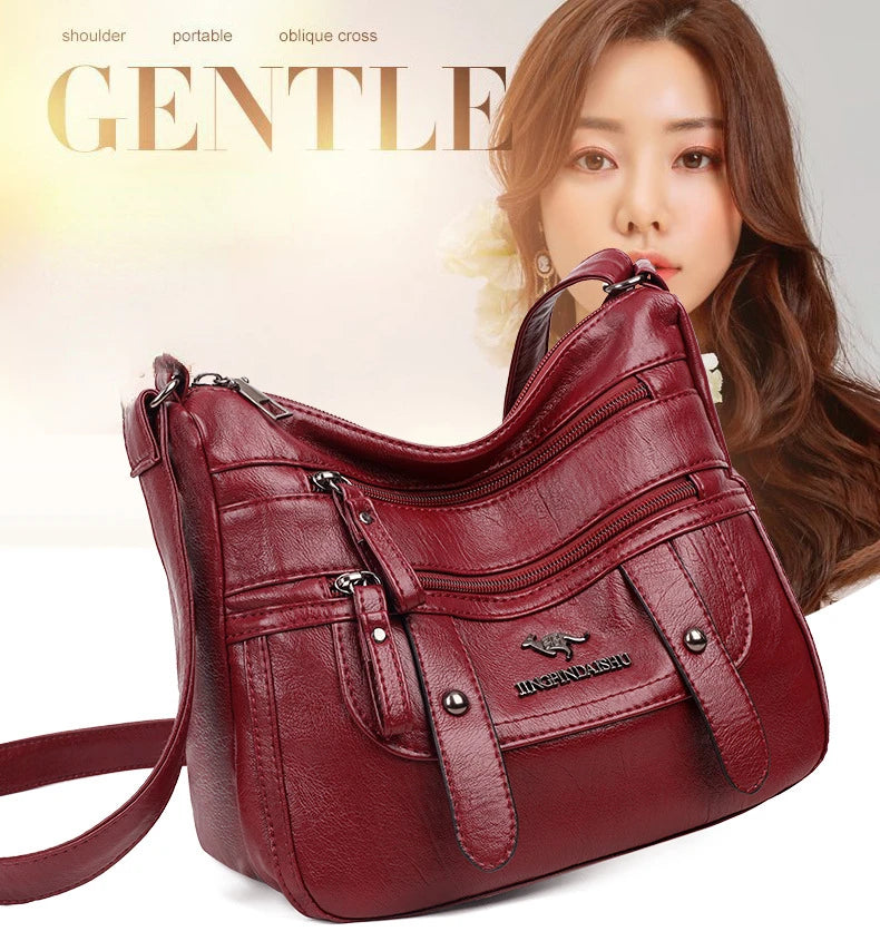 Soft Leather Mother Bag | Large Capacity Shoulder & Crossbody Bag Luxegan