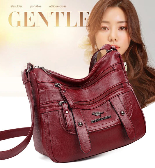 Soft Leather Mother Bag | Large Capacity Shoulder & Crossbody Bag Luxegan