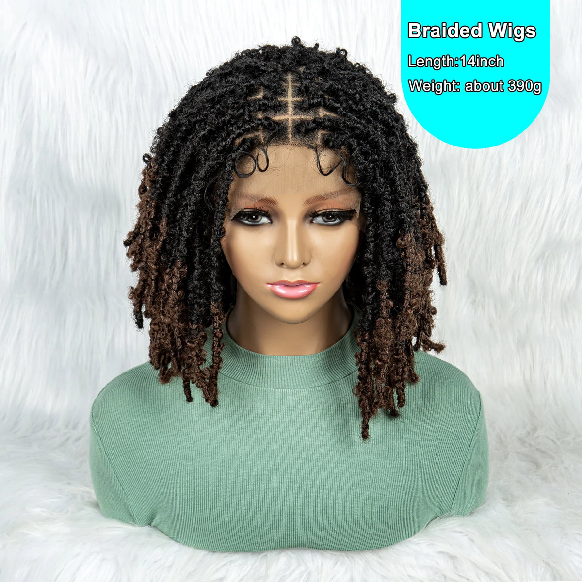 KIMA Pelucas trenzadas sintéticas de 14 pulgadas Peluca frontal de encaje Pelucas trenzadas 9x6 Trenzas de caja sin nudos con pelo de bebé para mujeres negras
