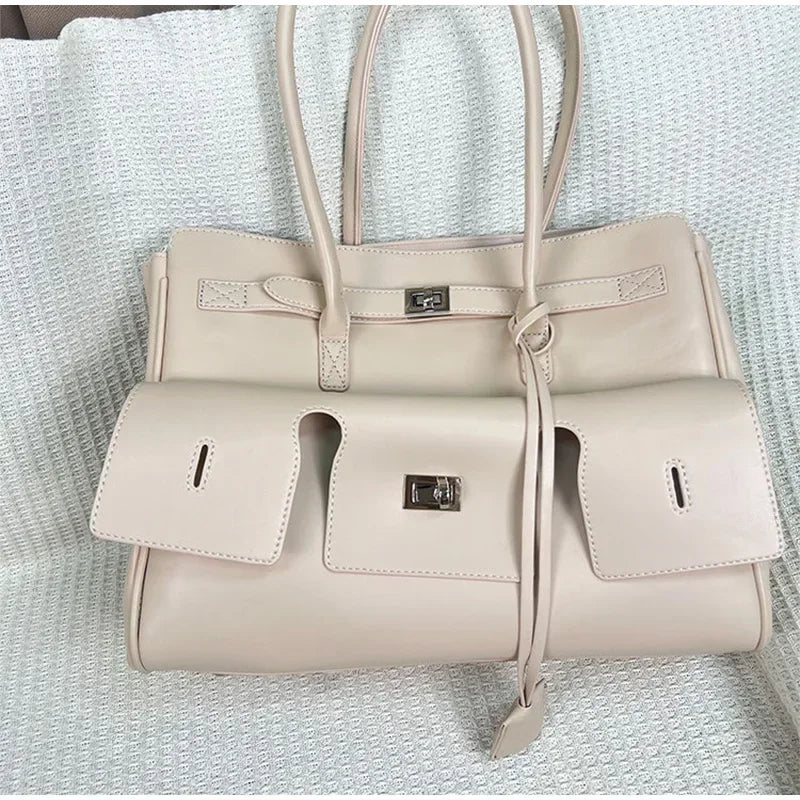 Luxury Wings Style Synthetic Leather Shoulder Bag,Large Capacity Commuting Women Tote Bag,Punk Buckle Simple Versatile Handbag