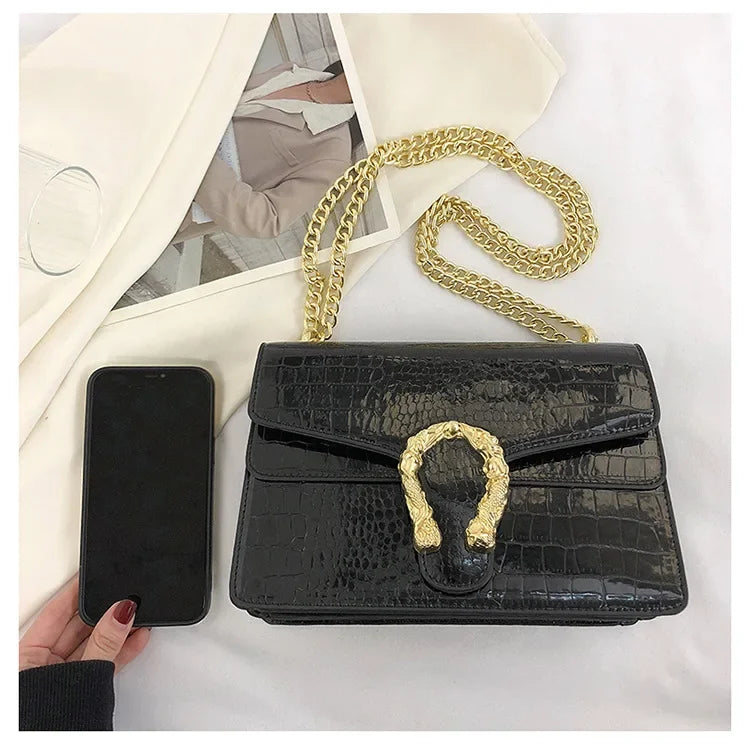 Hot Sale: New Crocodile Pattern Women's Bag | Simple Chain Crossbody & High-End Handbag Luxegan
