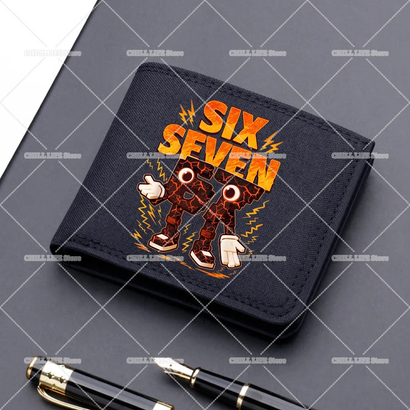 Anime "Six Seven" Brainrot Canvas Wallet | Sophisticated "Multi-Card Slot" Silhouette | High-End Boys Folding Billfold & Card Holder | "Dignified" High-Performance Short Coin Purse for Radiant Versatile Styling