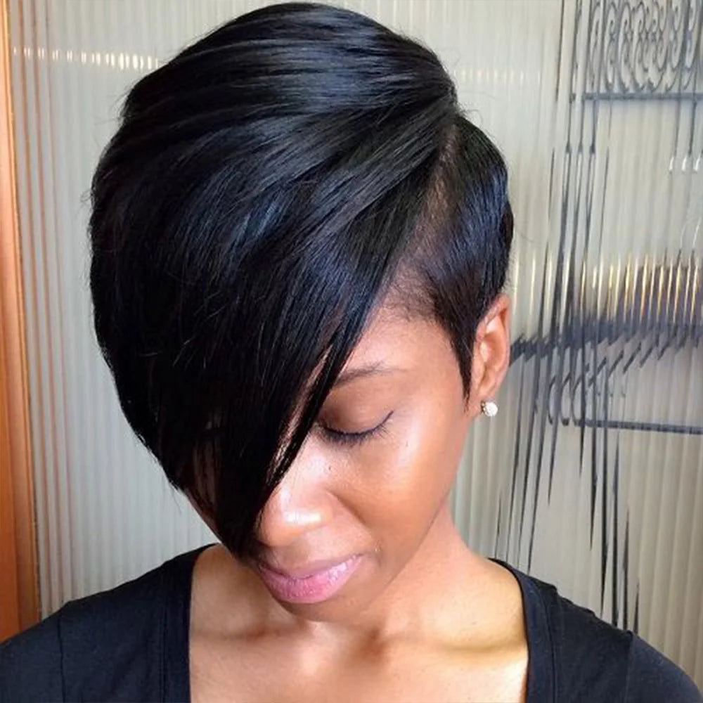 Short Pixie Cut Wig | 100% Brazilian Remy Human Hair | Full Machine Cap Luxegan