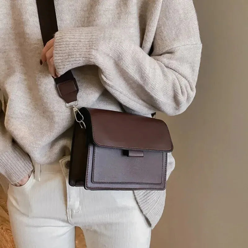 Classic Designer PU Leather Crossbody Bag for Women Travel Handle Handbag | Fashion Shoulder Messenger Bag Ladies Small Flap Bag Luxegan