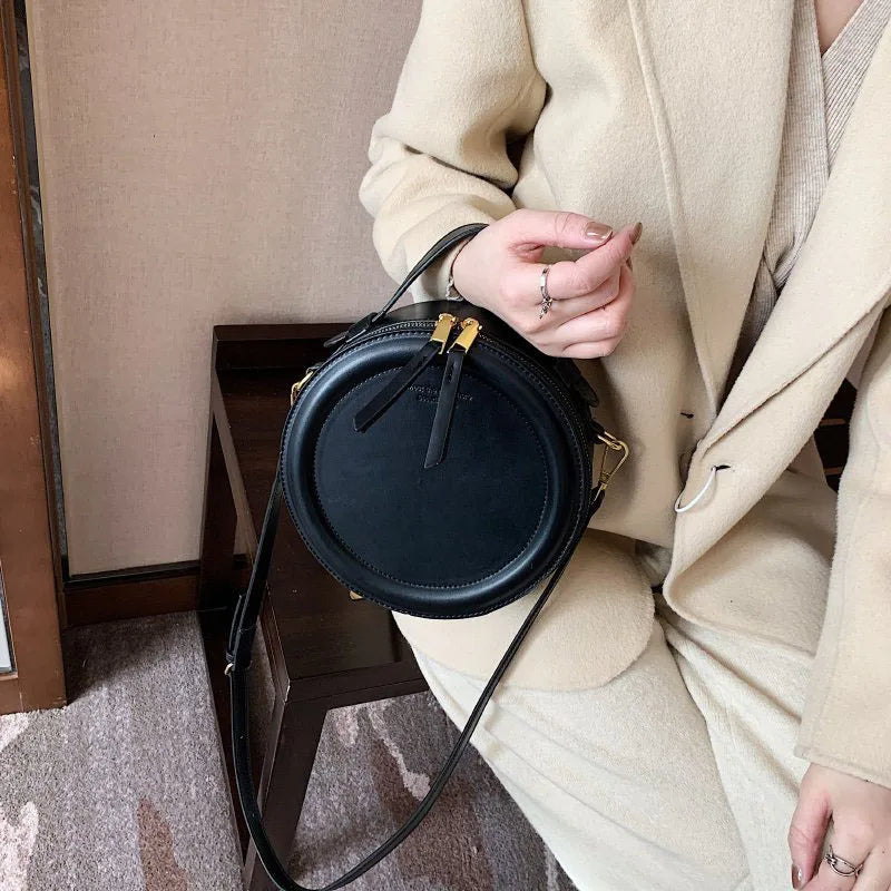 Round Crossbody Bags for Women | High Quality PU Leather Designer Shoulder Bag & Female Clutch Purse (Solid, Soft) Luxegan