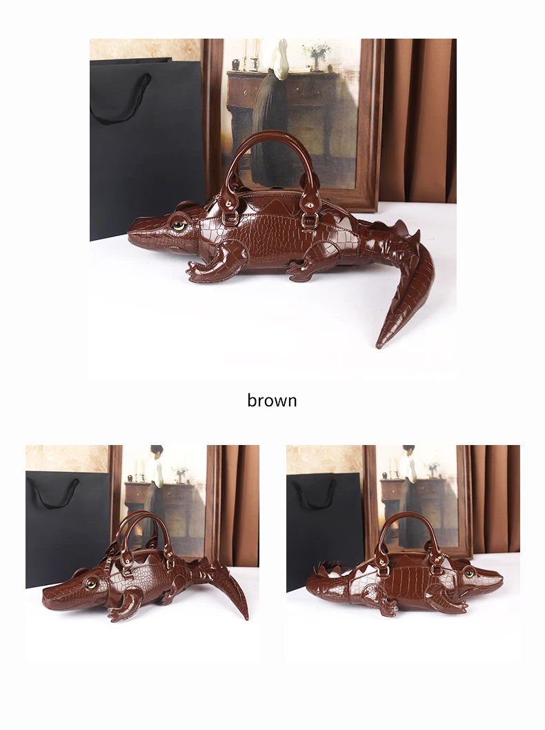 New Style 3D Crocodile Crossbody Bag | Sophisticated "Creative & Funny" Silhouette | High-End Three-Dimensional Animal Handbag | "Dignified" High-Performance Statement Piece for Radiant Versatile Styling Luxegan