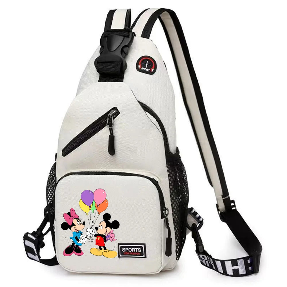 Mickey Minnie Mouse Cartoon Shoulder Bag | Unisex Multi-functional Oxford Fabric Backpack & Casual Chest Business Travel Pack Luxegan