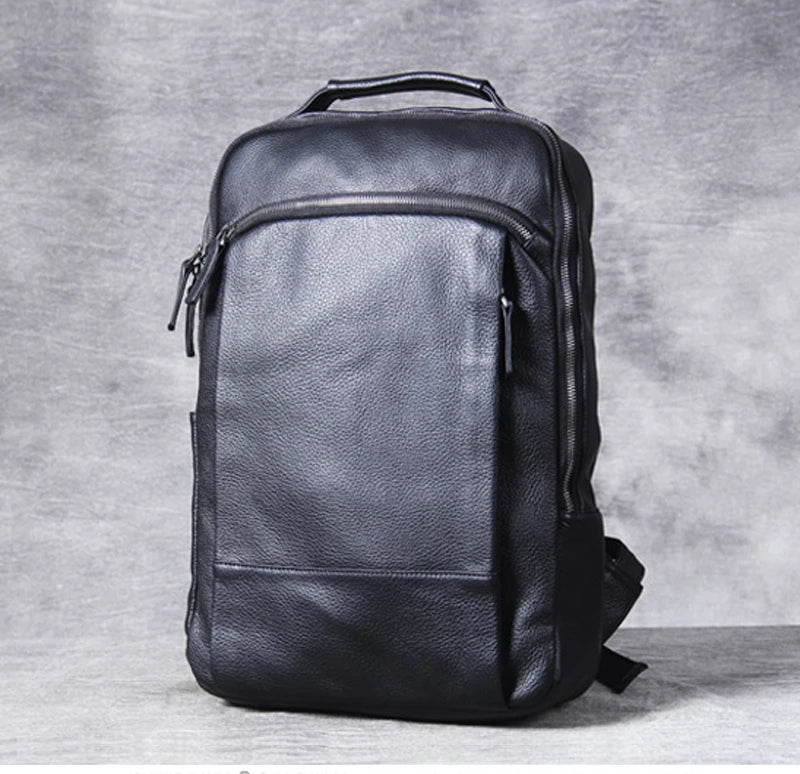 High-Quality Genuine Cow Leather Backpack | Fashion Urban Rucksack & Student School Bag | Large 35L Capacity Travel Knapsack with 15-inch Laptop Compartment Luxegan