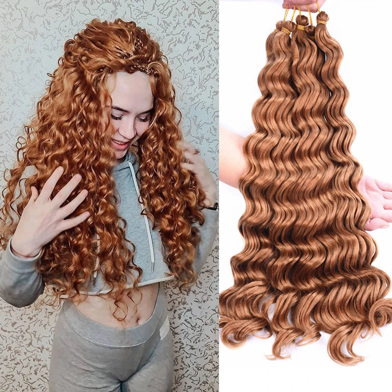 20" Deep Curly Crochet Braiding Hair | Deep Wave Bulk Synthetic Braid Extensions | 23 Colors