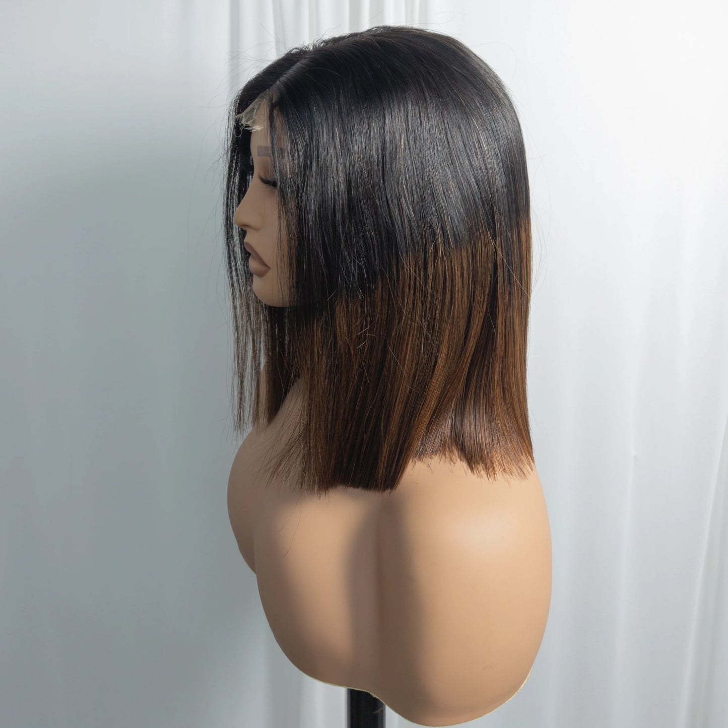 300% Density Vietnamese Raw Human Hair Bob Wigs 2x6 HD Lace Closure Bone Straight Bob Wigs Chocolate Brown 1BT4 Short Bob Wigs