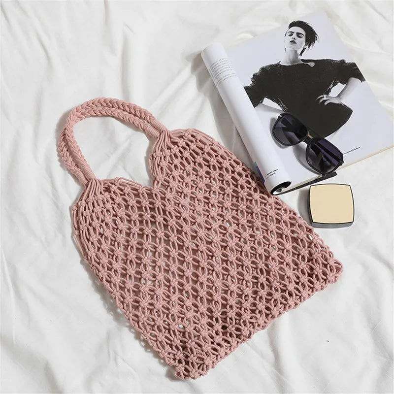 Women's Large Capacity Straw Handbag Totes | Hollow Out Shoulder Bags & Vintage Travel Beach Bag (Shopping Pack) Luxegan