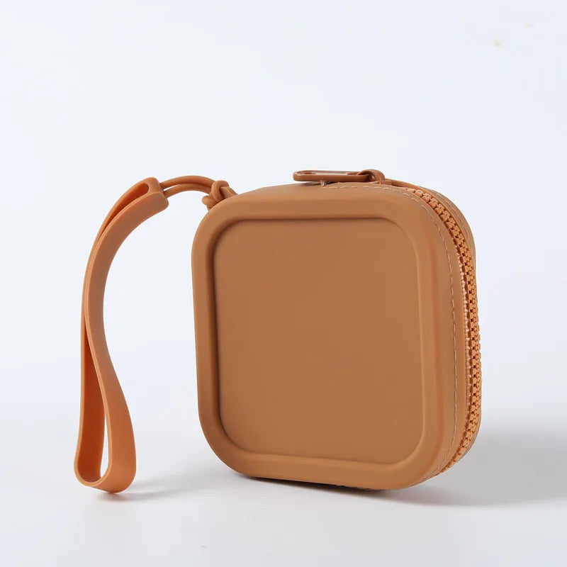 Silicone Solid Square Organizer | Zipper Waterproof Mini Wallet & Earphone Case Luxegan