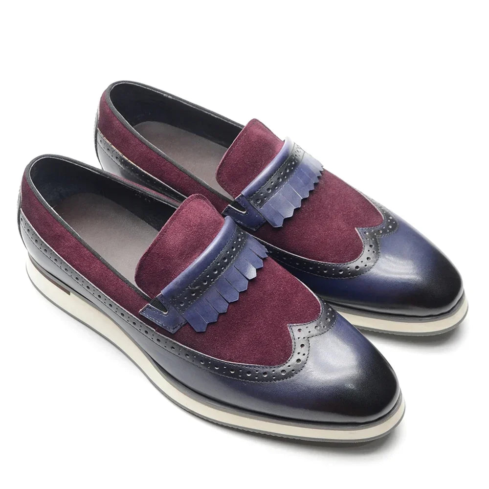 Many Colors Classy Men's Genuine Leather Tassel Loafers | Cow Suede Wingtip Brogue Casual Business Flats Luxegan