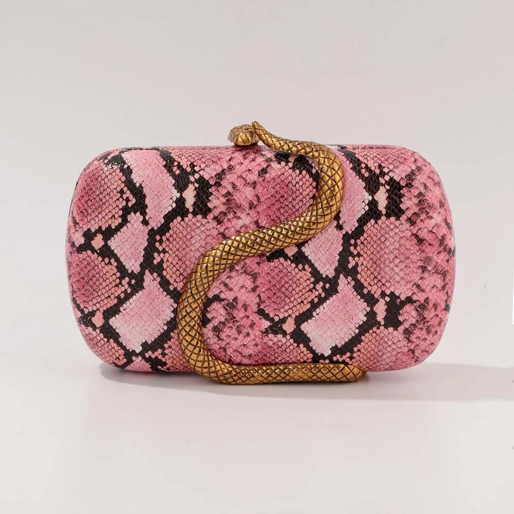 Snake-Texture Crossbody Clutch Bag | Sophisticated Fashionable Designer Dinner Bag | Elegant Luxury Brand Shoulder Purse | "Dignified" Moderate-Hardness PU Handbag for Versatile Styling Luxegan