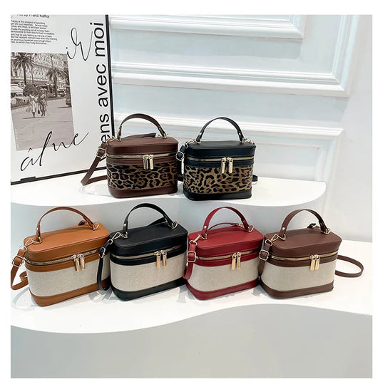 Fashion Round Bucket Bag | Leopard Pattern Crossbody Shoulder Bag Luxegan