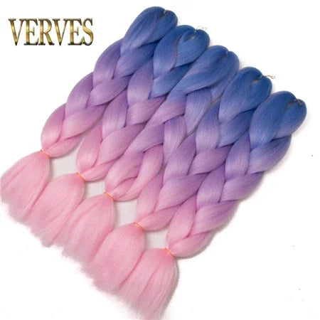 Synthetic Jumbo Braid Kanekalon Braiding Hair 24in | Ombre & Solid Colors | 100g