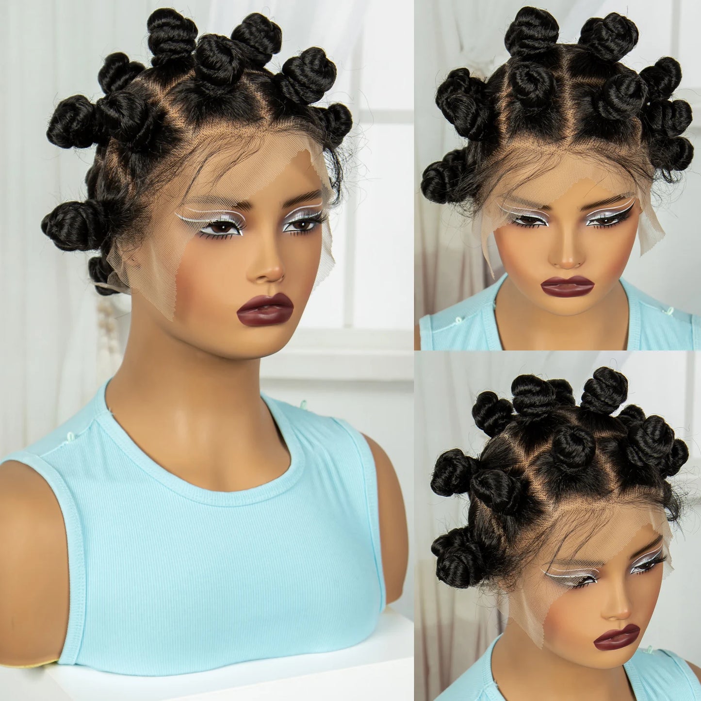  3-in-1 Handmade Bantu Braids Wig | Knotless Box & Faux Locs Options | Full Lace  Luxegan