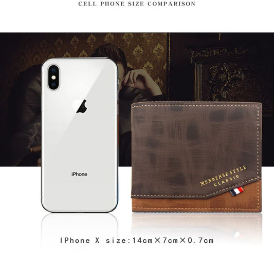 Slim Classic Men's Wallet | Sophisticated "Frosted Leather" Silhouette | Quality Card Holder & Photo Pouch Billfold | "Dignified" High-Performance PU Short Purse for Radiant Versatile Styling Luxegan