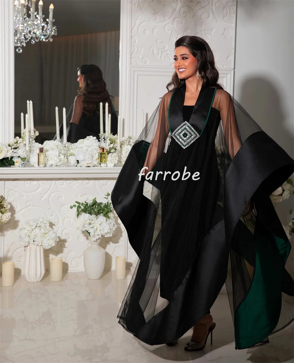 Customized Fashion Sizes Available Pleat Beading Sequined A-line V-neck Midi Dresses Bespoke Occasion Dresses Exquisite Formal