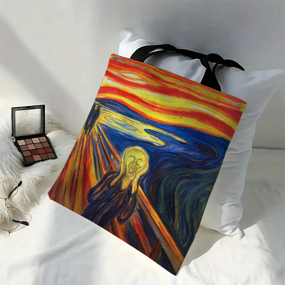 Oil Painting Printed Lightweight Tote | Sophisticated Artistic Linen-Look Handbag | Elegant - view 6