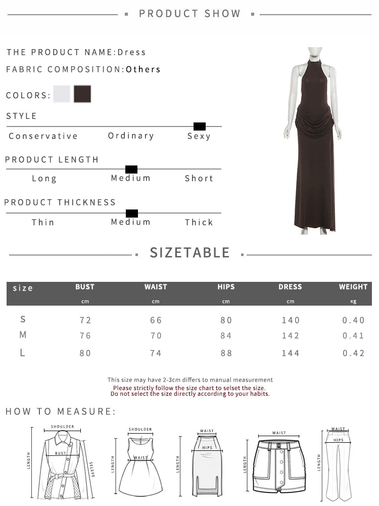 Nibber Backless Maxi Dress Women Halter Sleeveless High Side Slit Long Tassel Folds Solid High Elasticity Prom Party Vestidos