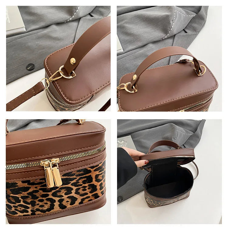 Fashion Round Bucket Bag | Leopard Pattern Crossbody Shoulder Bag Luxegan