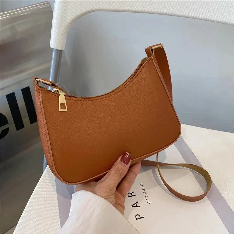 Fashion Solid Color Shoulder Bag For Women | PU Leather Armpit Handbag | Casual Daily Underarm Bag Girls Shopping Purse (Bolsa) Luxegan