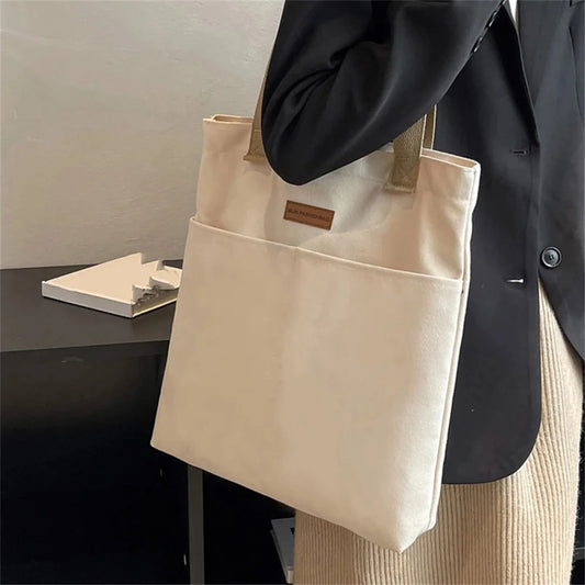 Structured Canvas Commuter Tote | Unisex Large Capacity Handbag Luxegan
