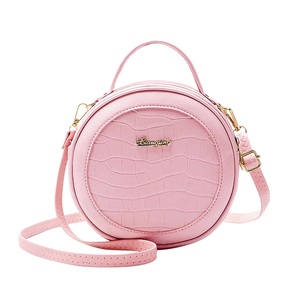 Youthful Alligator Pattern Crossbody Bag | Round Circle PU Shoulder Pouch Luxegan
