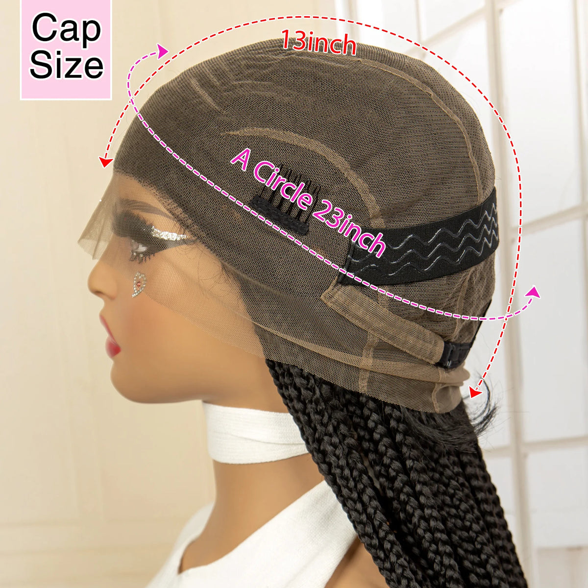 36 Inch Square Knotless Box Cornrow Wig | Full Lace Frontal