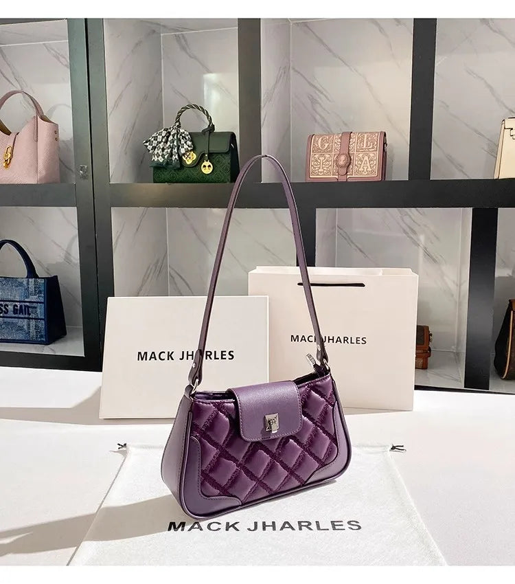 High-Quality Fashion Lattice Diamond Box Bag | Textured Square Saddle Handbag | Women’s Luxury Shoulder & Messenger Purse Luxegan