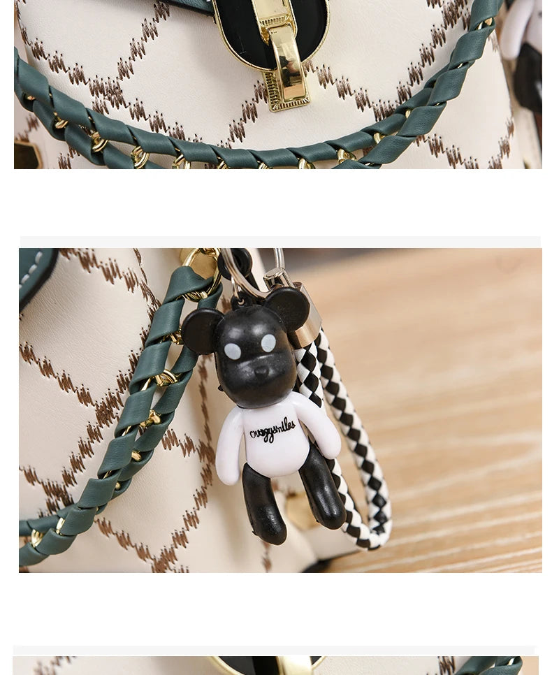 Mini Studded Decor Crossbody Bag | Argyle Embroidery Mobile Phone Purse & Trendy Chain Handbag for Women Luxegan