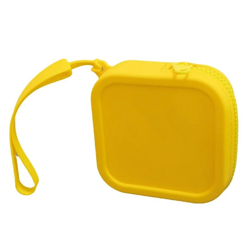 Small Square Waterproof Silicone Wallet | Simple Zipper Organizer Coin Purse & Earphone Bag | Unisex Travel Portable Pouch Luxegan