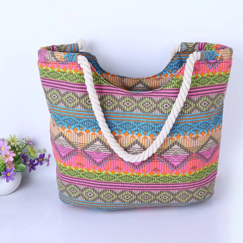 Casual Summer Beach Bag | High-Quality Canvas Handbag & Lunch Tote Luxegan