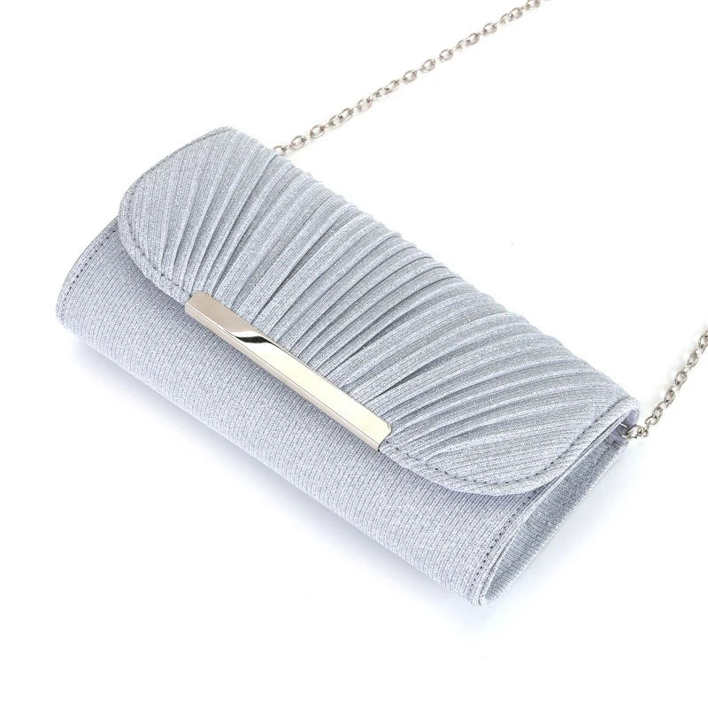 Women's Pleated Dinner Clutch Bag | Hand-held Evening Dress Bag Luxegan