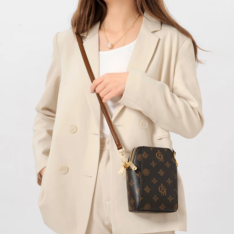 High-Quality Houndstooth Crossbody | Sophisticated Letter-Printed Shoulder Handbag | Elegant Small Square Bag | "Dignified" Soft Multifunctional Tote for Versatile Styling Luxegan