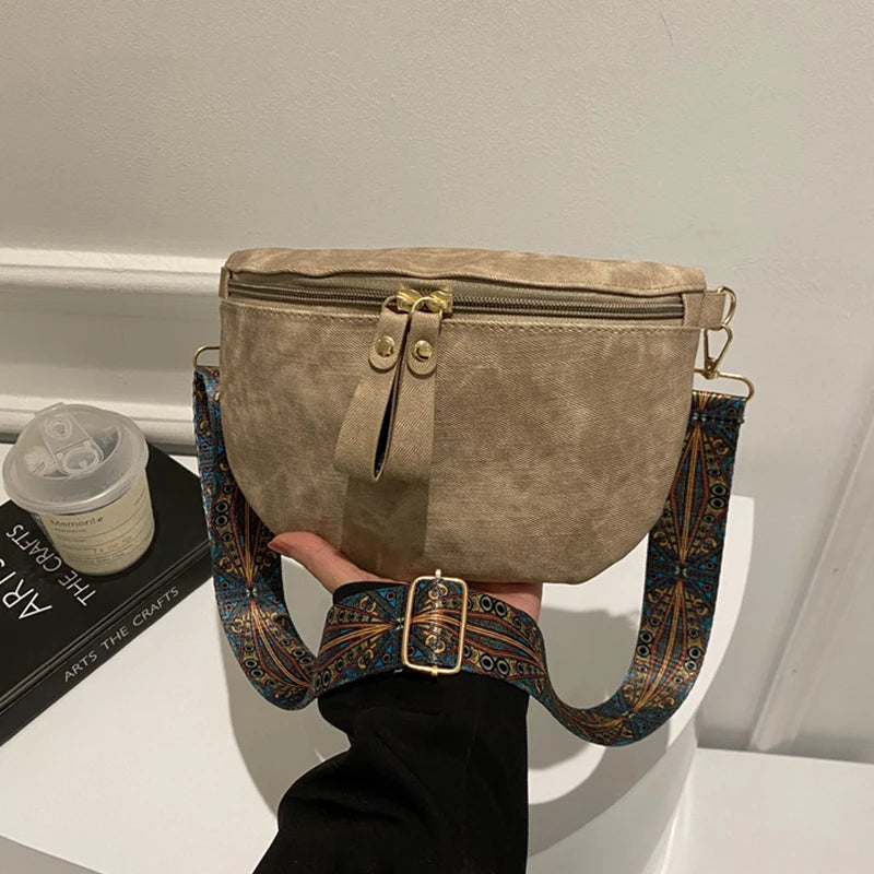 Stylish Hobo Solid Color Satchel | Luxury Designer Chest Bag & Women's PU Leather Waist Bags (Wide Strap Fashion Fanny Shoulder Pack) Luxegan