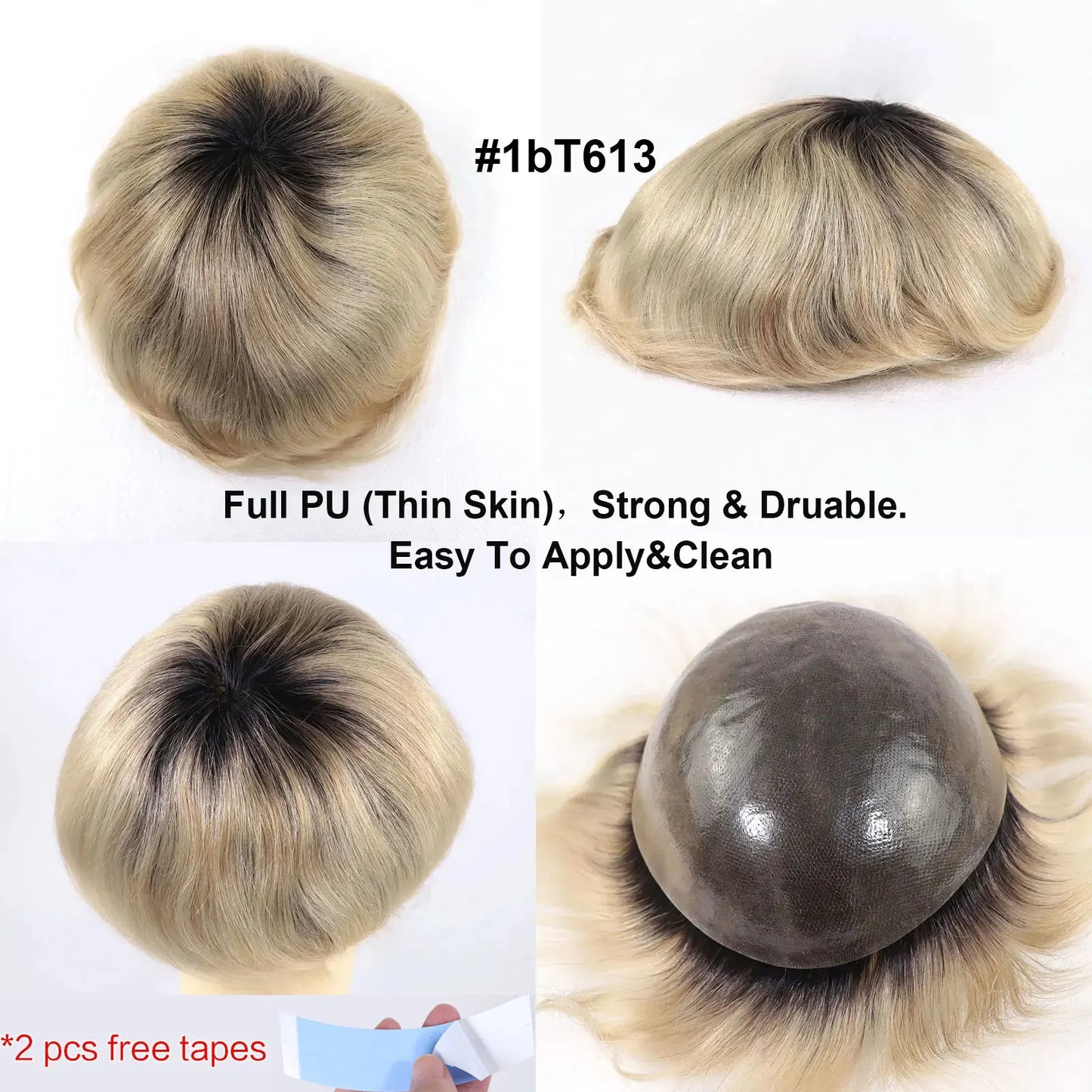Ombre Platinum Blonde Lace Front Toupee | Sophisticated "Capillary Prosthesis" Silhouette | Dark Roots #613 Remy Human Hair System | "Dignified" High-Performance 8x10 Lace & PU Base for Radiant Versatile Styling Luxegan