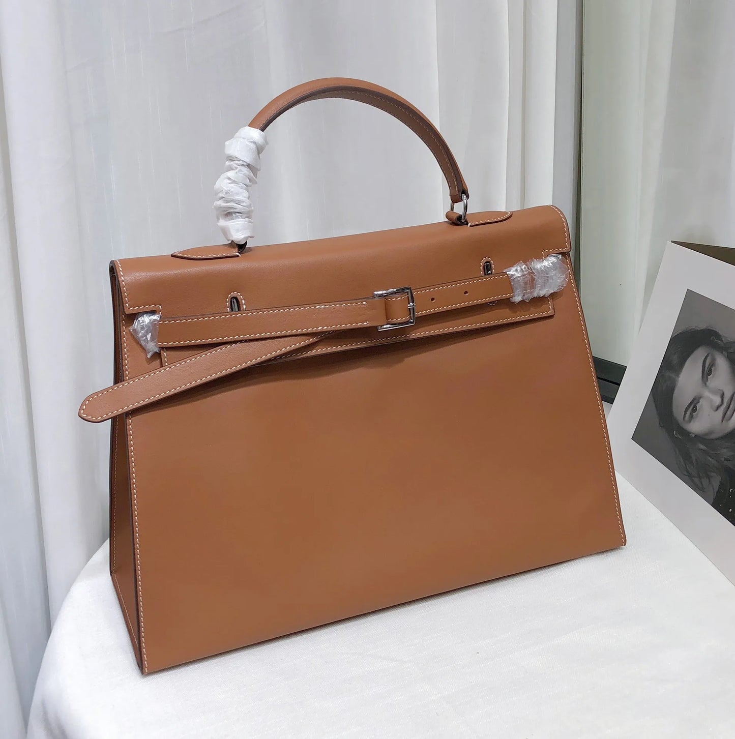 New High-end First-layer Swift Cowhide Leather Women Bag | Folding Clutch Bag Fashionable Shoulder Bag Commuting Casual Versatile Luxegan