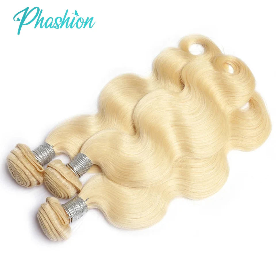 Phashion 36 38 40 Inch 1/3/4 613 Blonde Body Wave Human Hair Bundles 100% Brazilian Remy Weave Extensions For Women Can Be Dyed