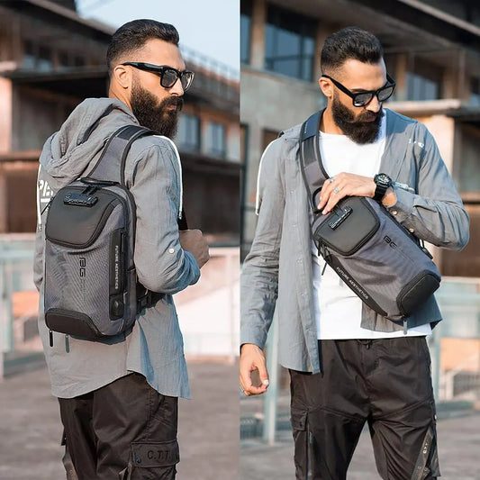 Bange Anti-Theft Multi-Functional Crossbody Bag | Sophisticated "Pillow Chest Bag" Silhouette | Premium Oxford USB Charging Messenger Bag for Men & Women | Famous Brand Model BG-7082 Versatile Essential for Short Trip Commuting