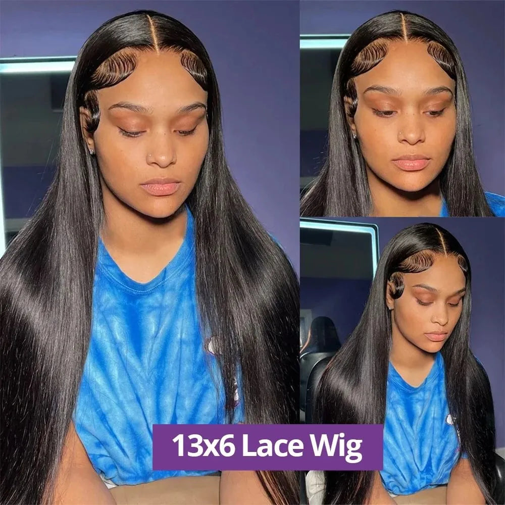 High Density Bone Straight Human Hair Wigs | 13x6 HD Lace Frontal Wig (30-40 Inch Transparent Lace Front Wigs for Women - On Sale) Luxegan